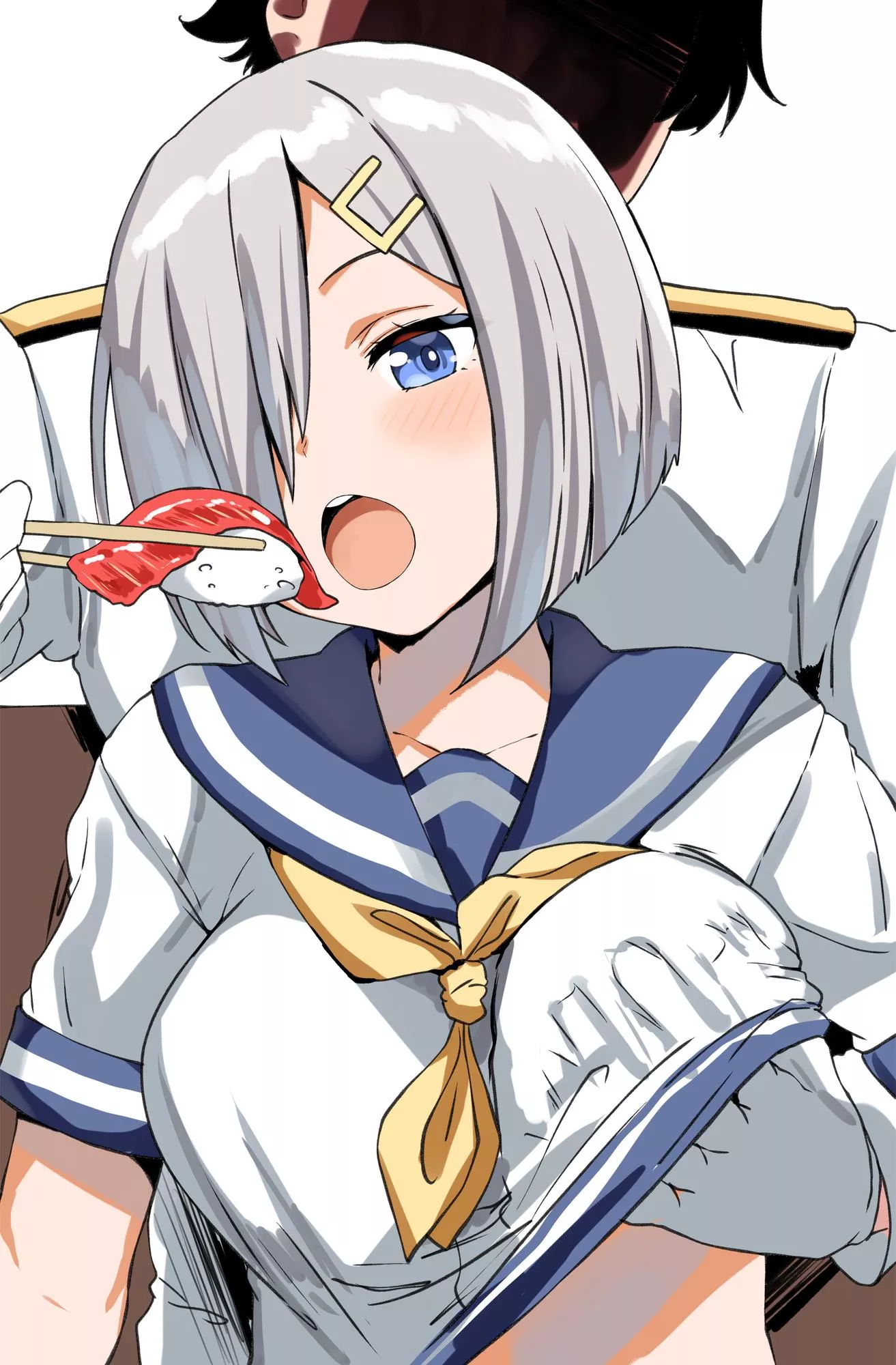 Feeding Hamakaze Nigiri Sushi