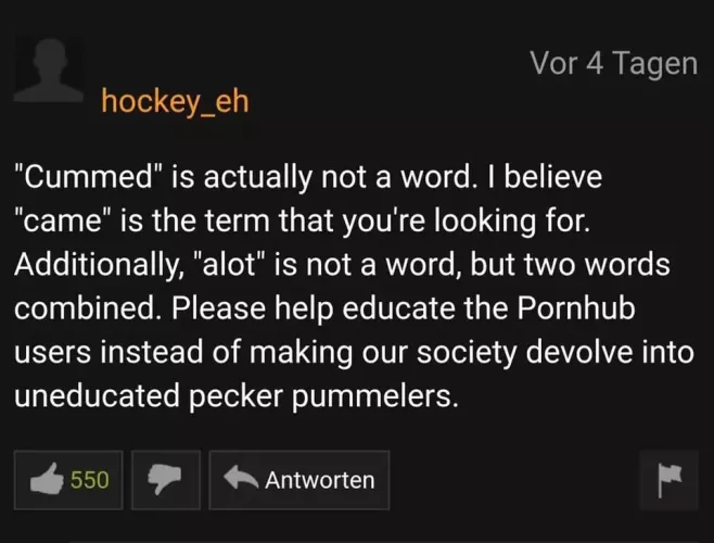 Just Found this Grammer Nazi on pornhub