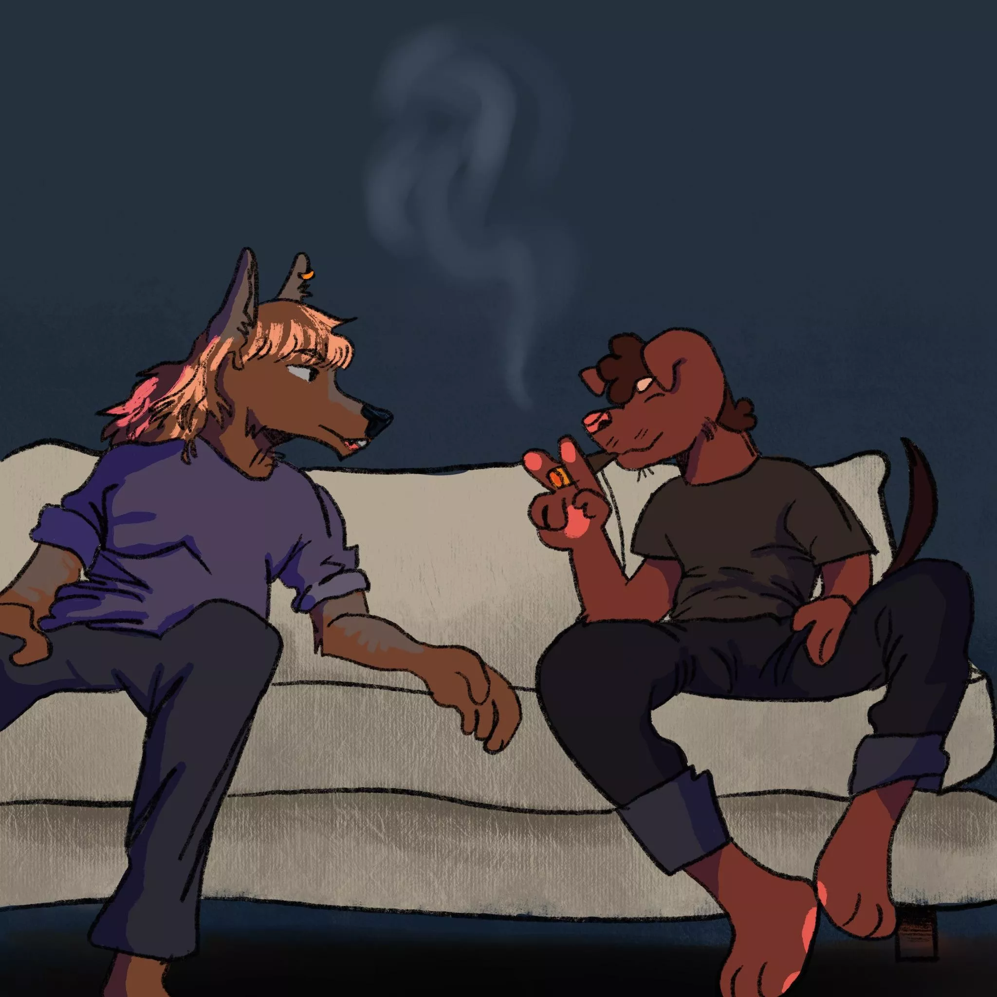 Just some canines hanging out (art by me)