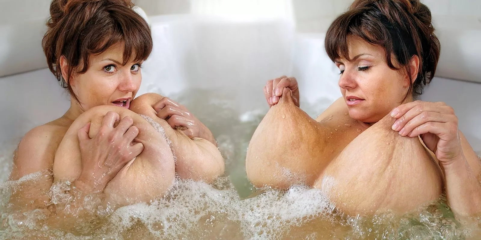 Milena washes her big breasts with the greatest care ! .......