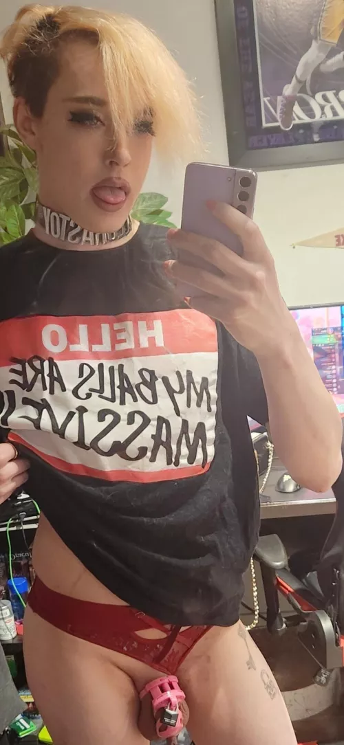 Missing my short hair but loving my caged clit