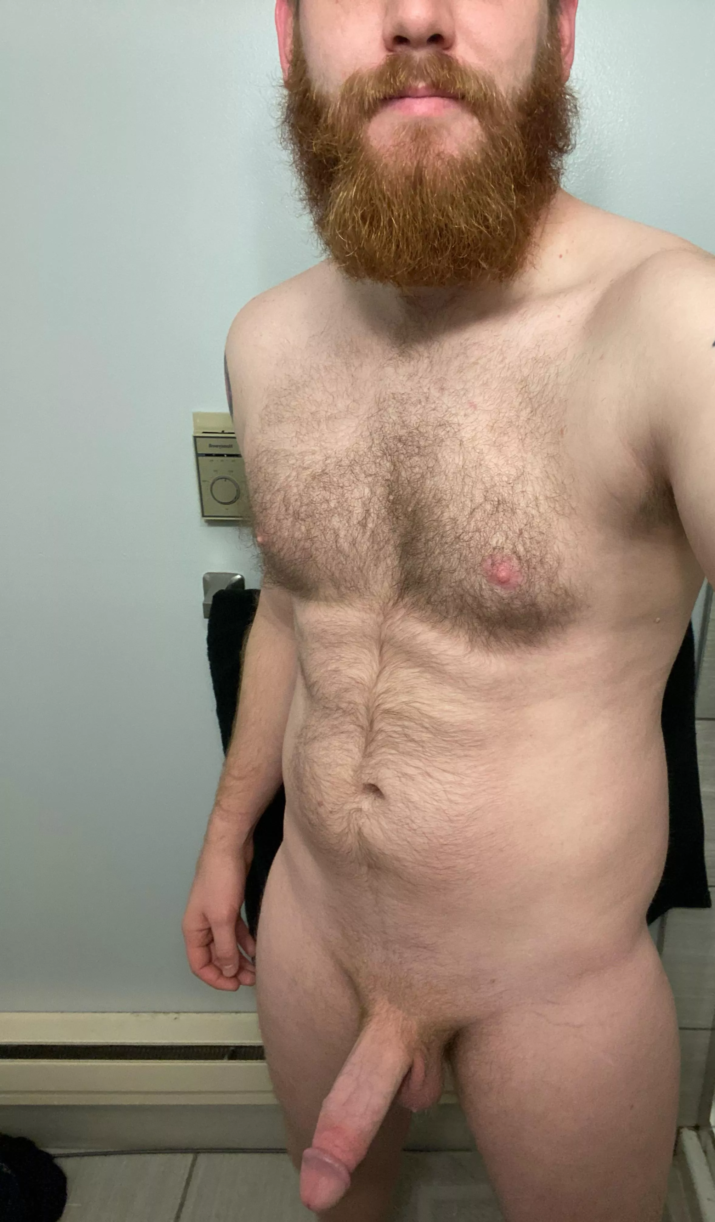 What’re you touching first? Beard, chest, or cock?