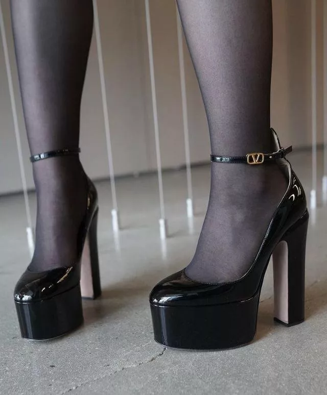 Heels and stockings.