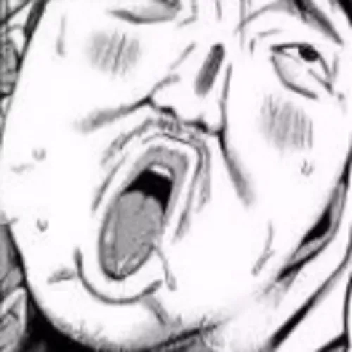 LF Mono Source : 1boy, blush, breath, close-up, face, open mouth, rolling eyes, sfx, short hair, sweat, tongue, torogao, upper teeth only