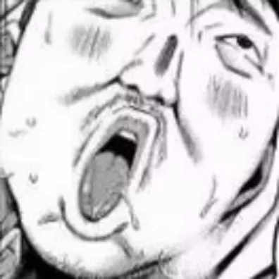 LF Mono Source : 1boy, blush, breath, close-up, face, open mouth, rolling eyes, sfx, short hair, sweat, tongue, torogao, upper teeth only