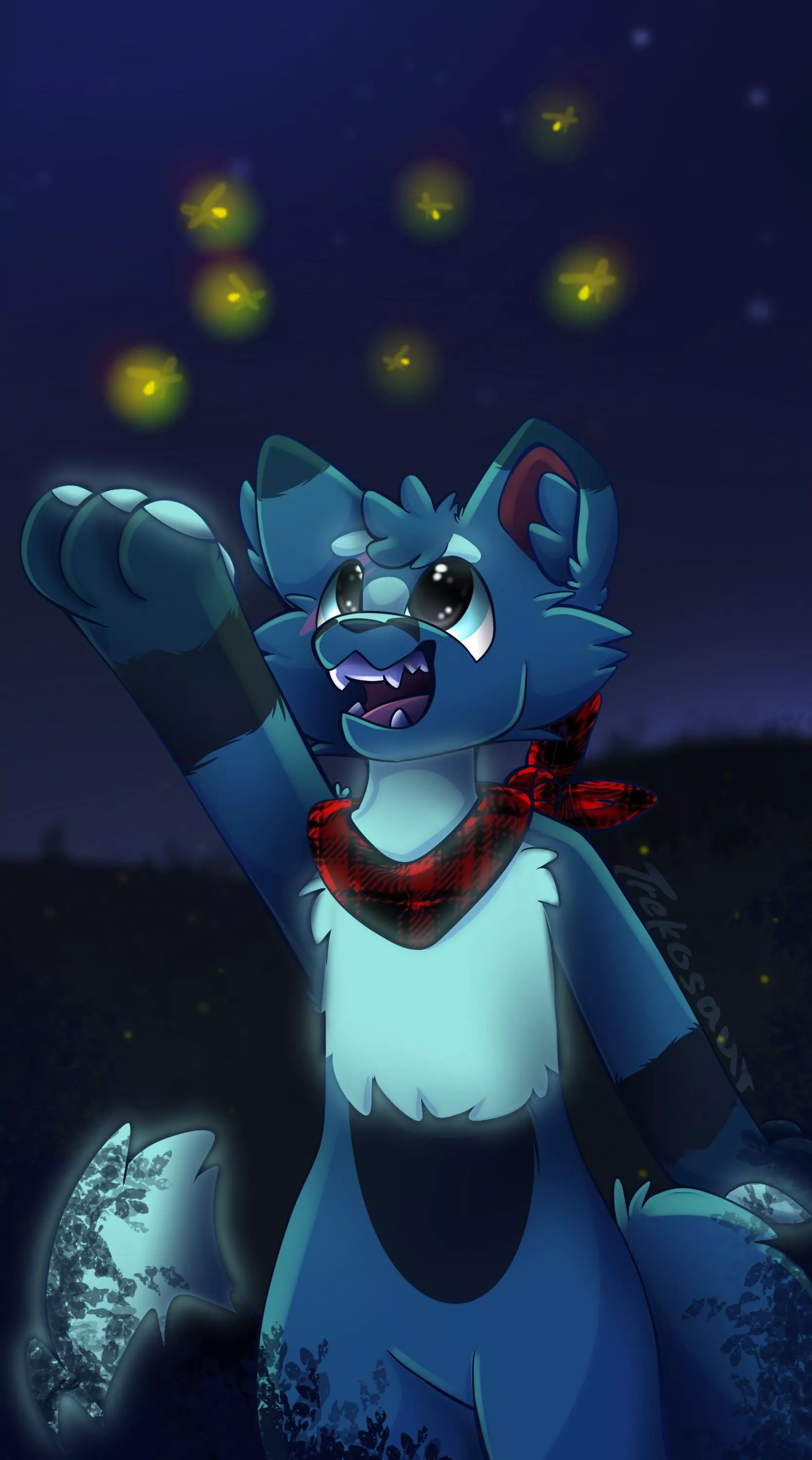 My fursona can glow! Is that a rare feature? (Art by @/treksaur on Insta)