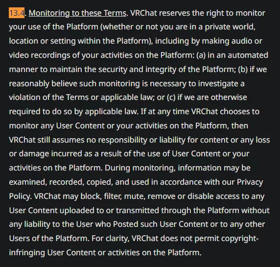So apparently VRChat's TOS has been updated on Nov 22nd. Can anyone else prove this is a real thing? I know it's not a subreddit about VRChat but I know there's many furries here who would need to know about it and might feel violated by this change