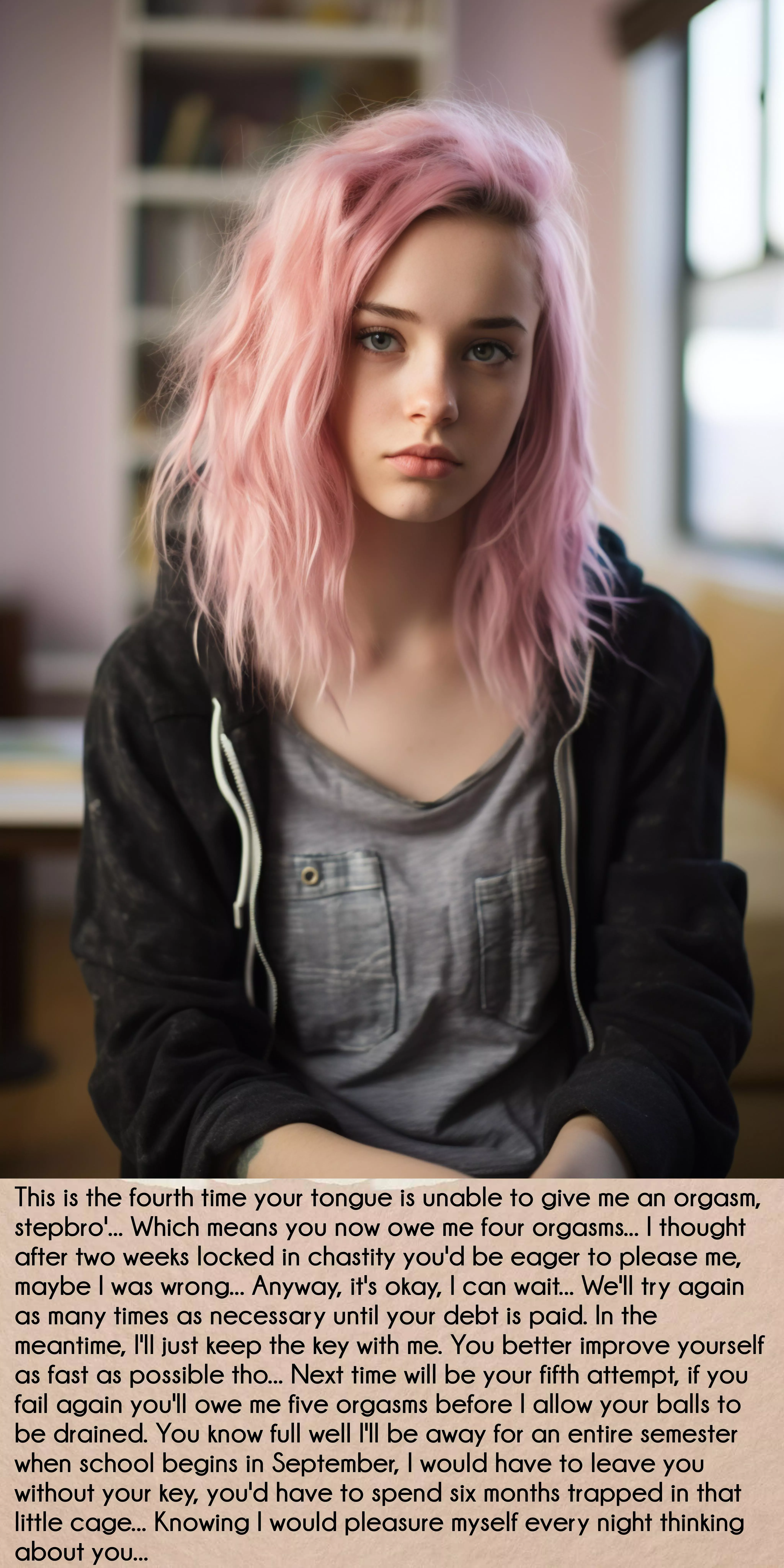 You now owe me four orgasms step bro', are you sure you really want your key back?