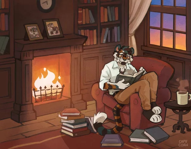 Comm for someone on Twitter 🐯📚☕️✨