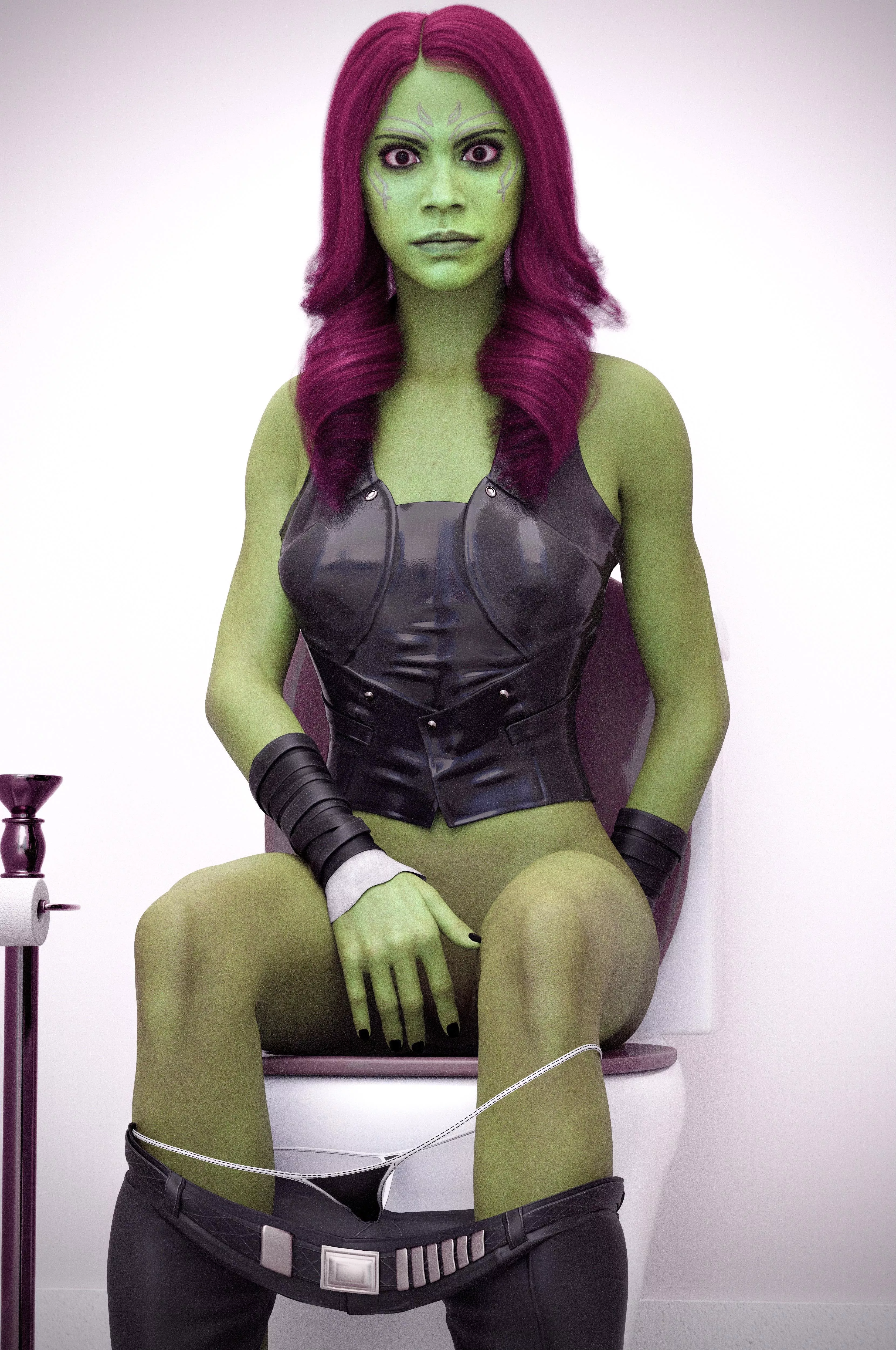 Gamora caught in the bathroom (agent_4_tea_se7en)