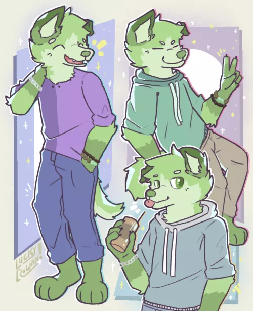Green dog stuff :3 | Art by me! @luckyrowan_