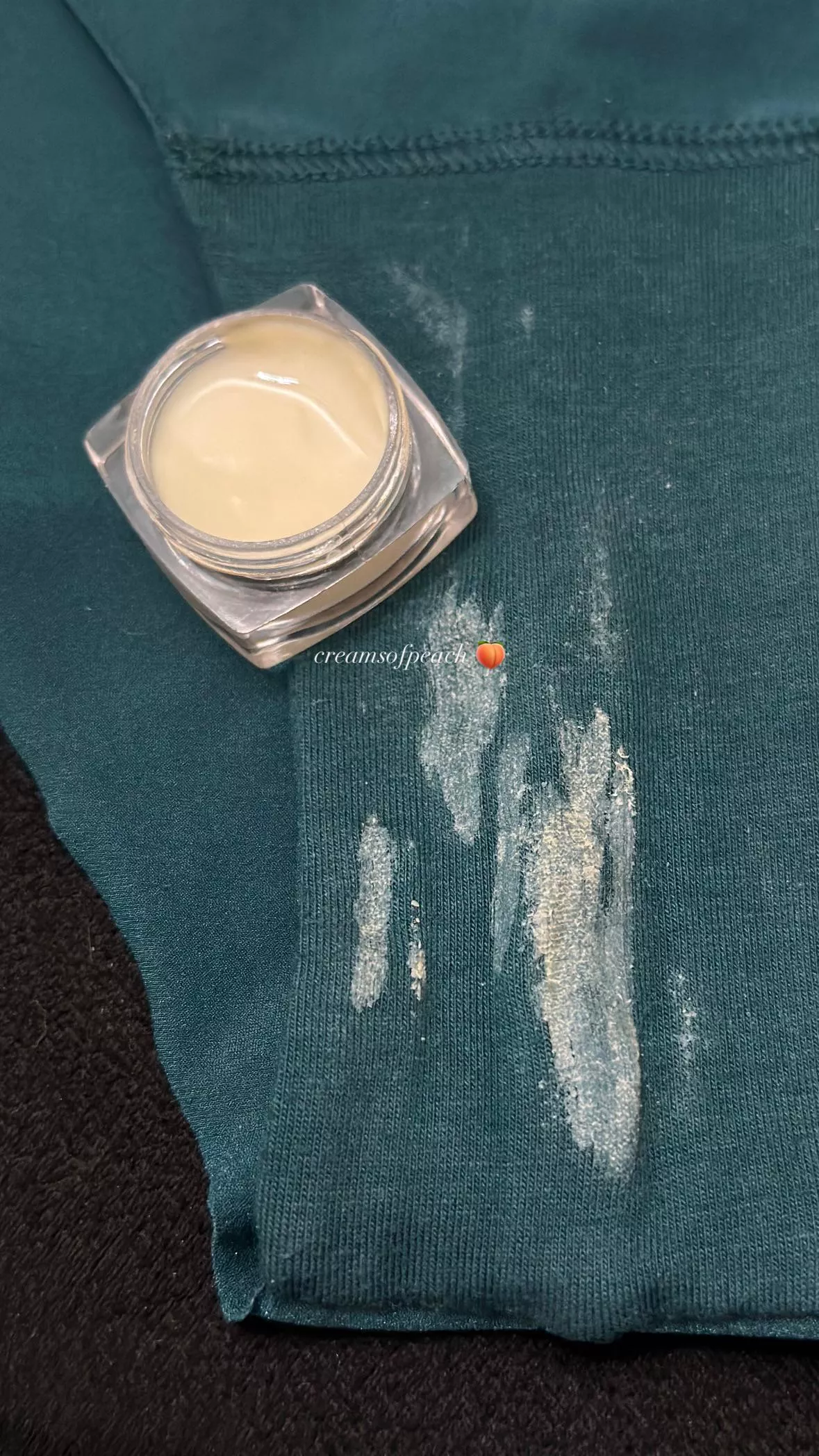 Love the contrast of my crusty creamy nectar against these teal panties. Which are you devouring first: gusset or vial?