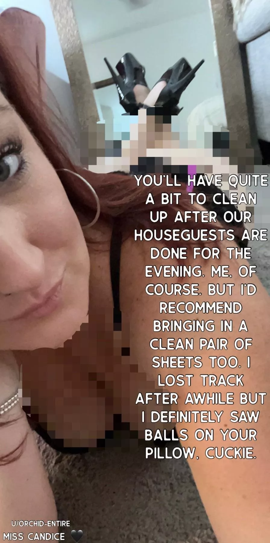 Poor cuckie on sheet changing duty again. Or you can just sleep in the filth we made 💋