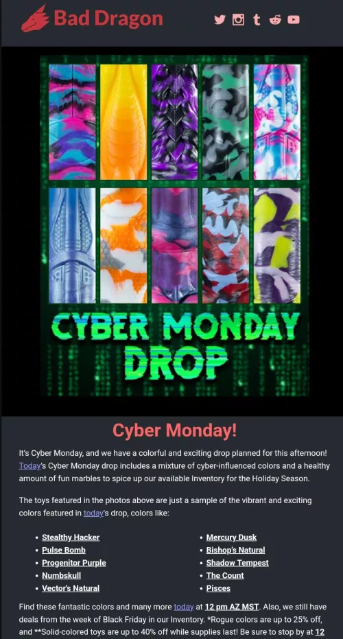 PSA: Cyber Monday Drop 12pm AZ Time