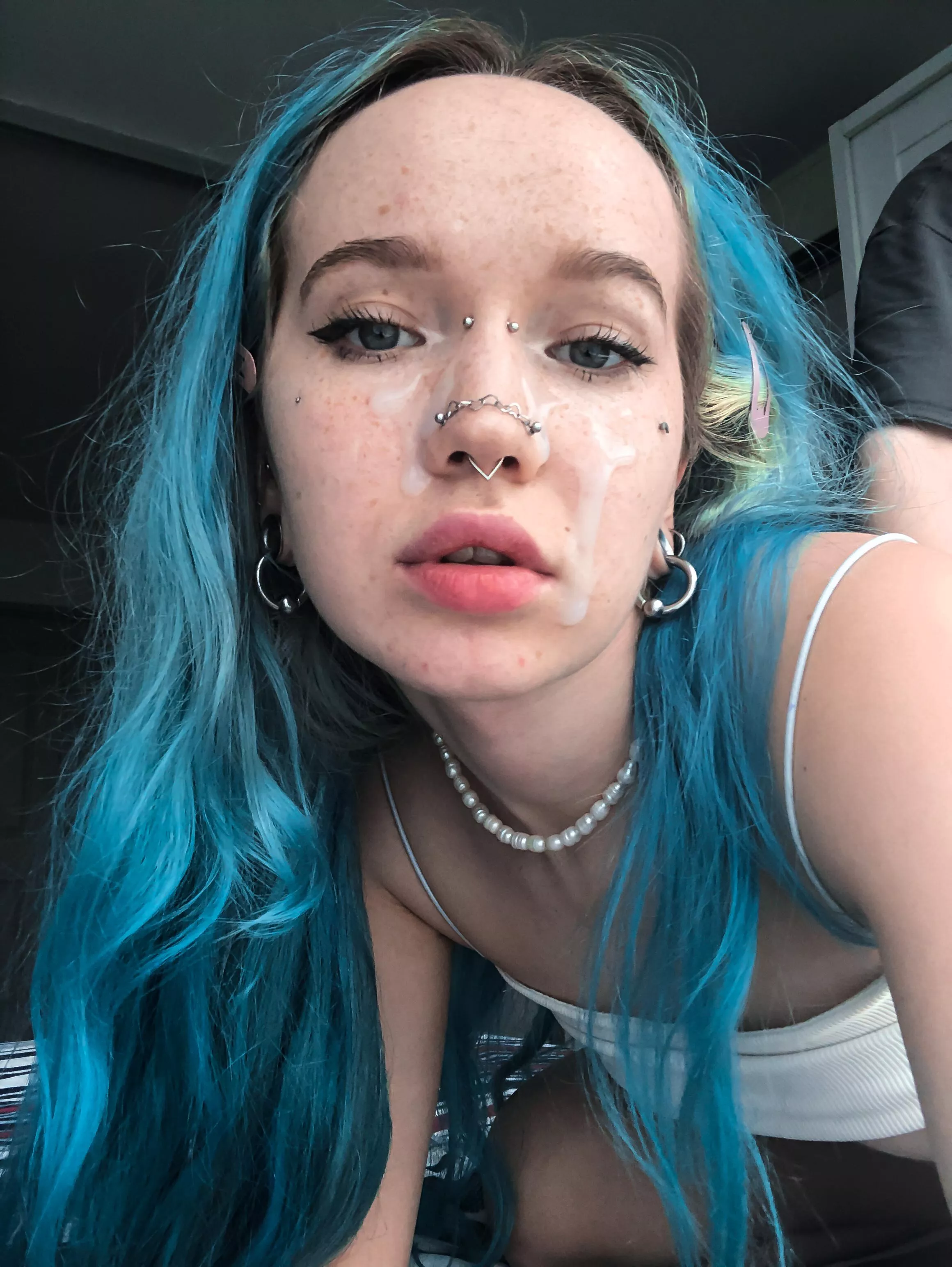 Selfie down after another guy's legs shake from my blow job