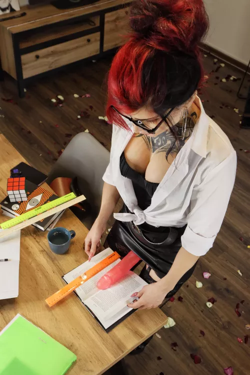 So, so, so... The manual says that I have to fuck you on the teacher's desk. You can take my word for it, I wouldn't lie