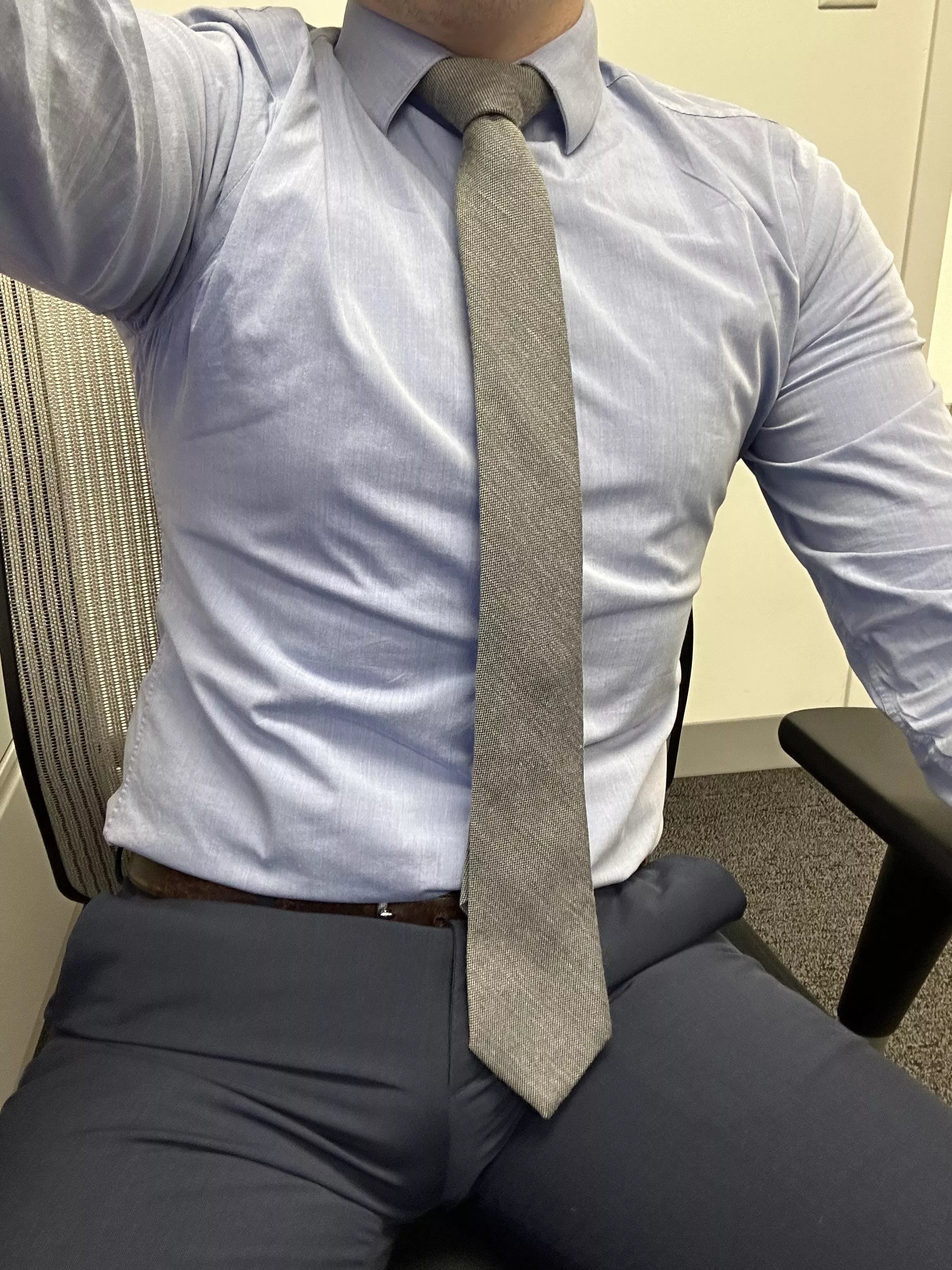 At the office waiting for the boss to notice. Would you?