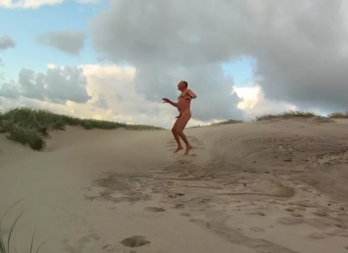 Having fun in the dunes one early morning