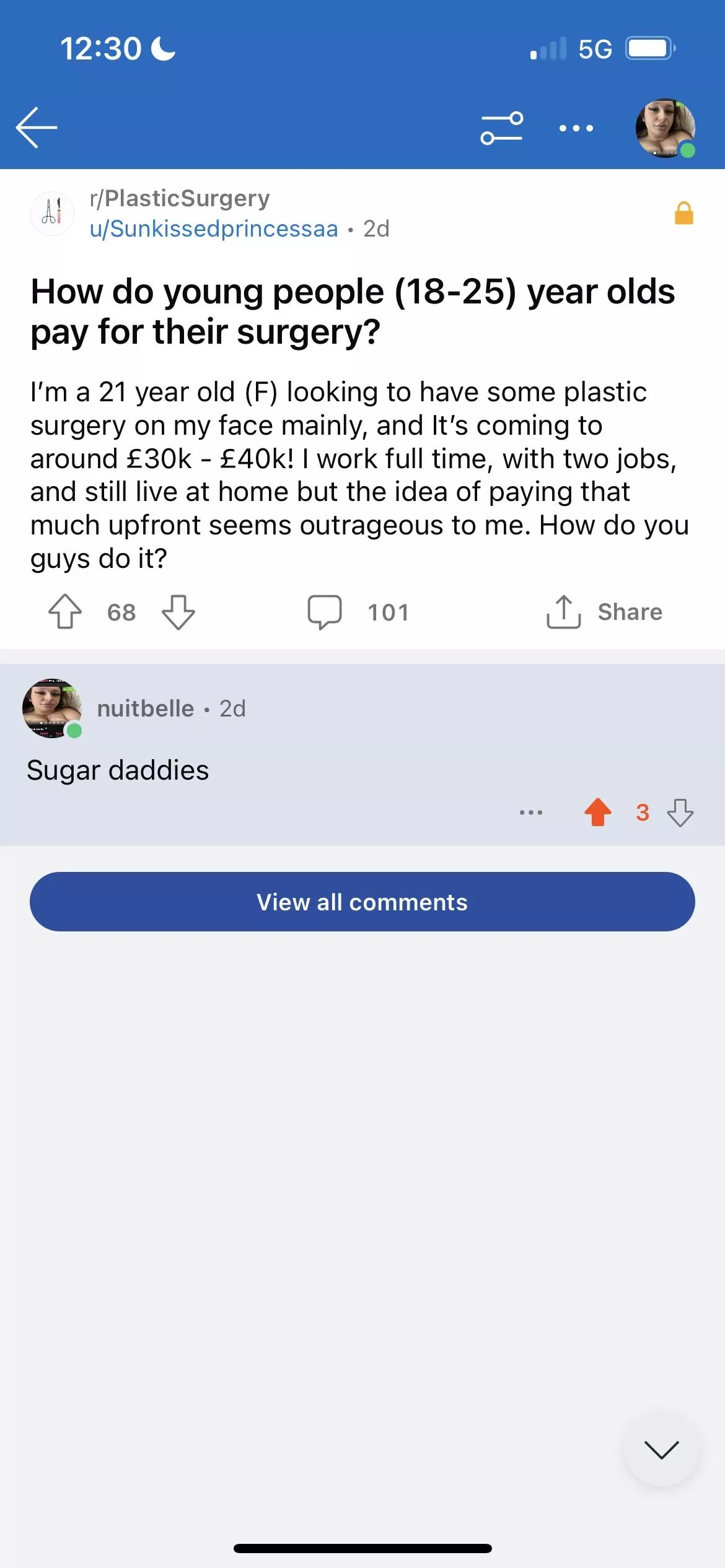 I got banned from the plastic surgery group!!!