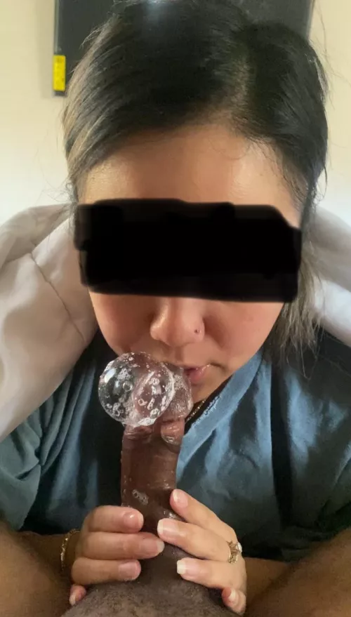 So sloppy she blows bubbles