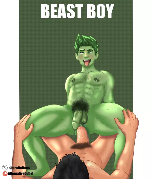 B is for Beast Boy (source @eroticlines / me)