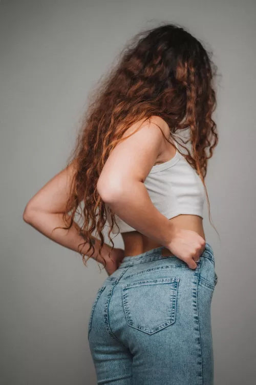 Blue jeans and white top in this photoshoot :)