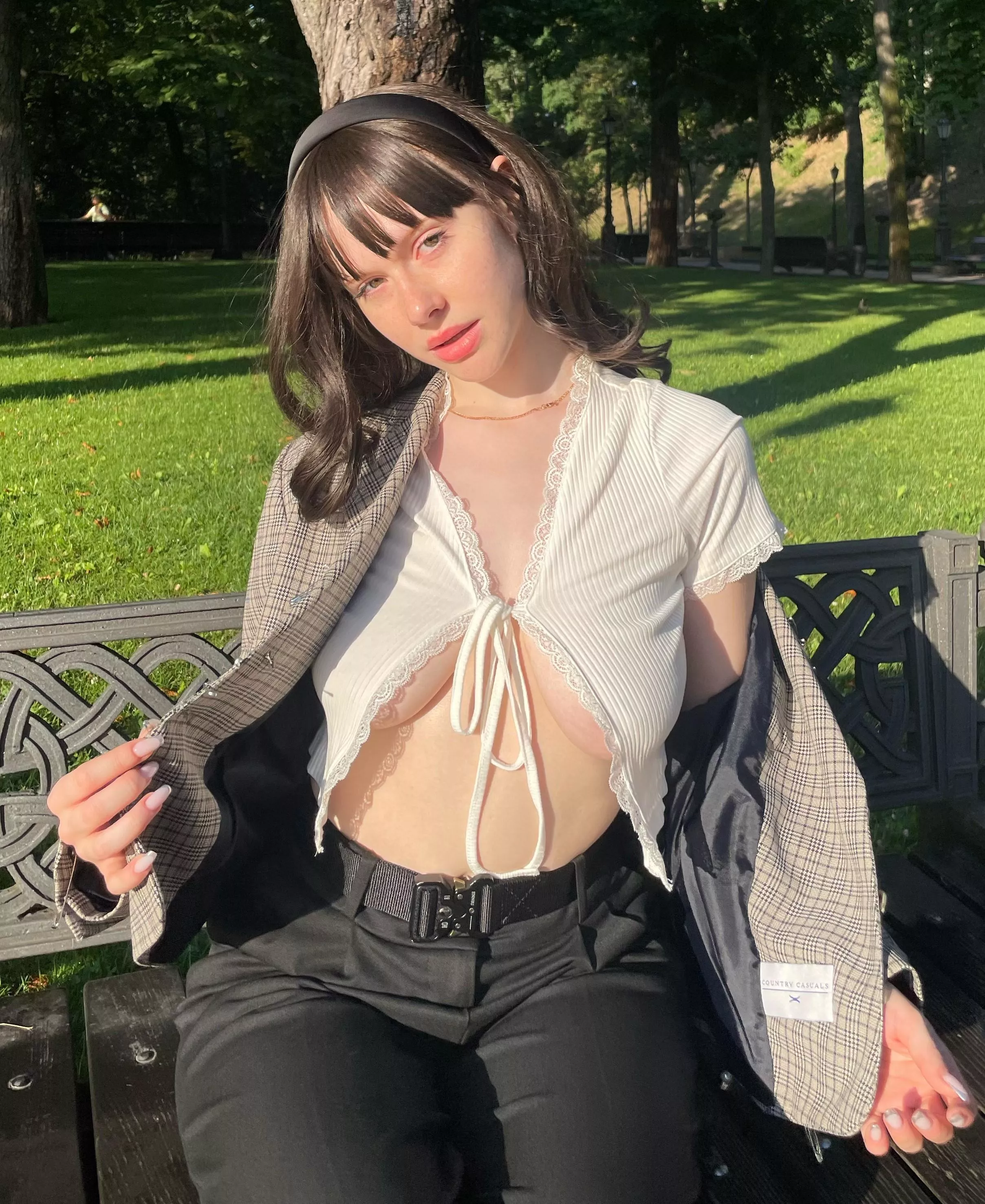 Brunette girl in a croptop, always the winning combo