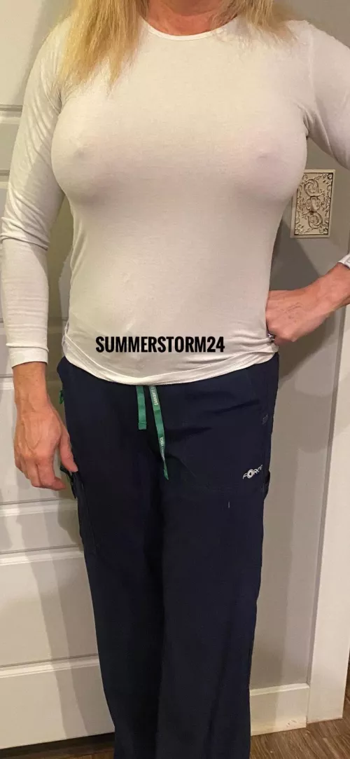 Do you think my boobs have gone wild in scrubs?