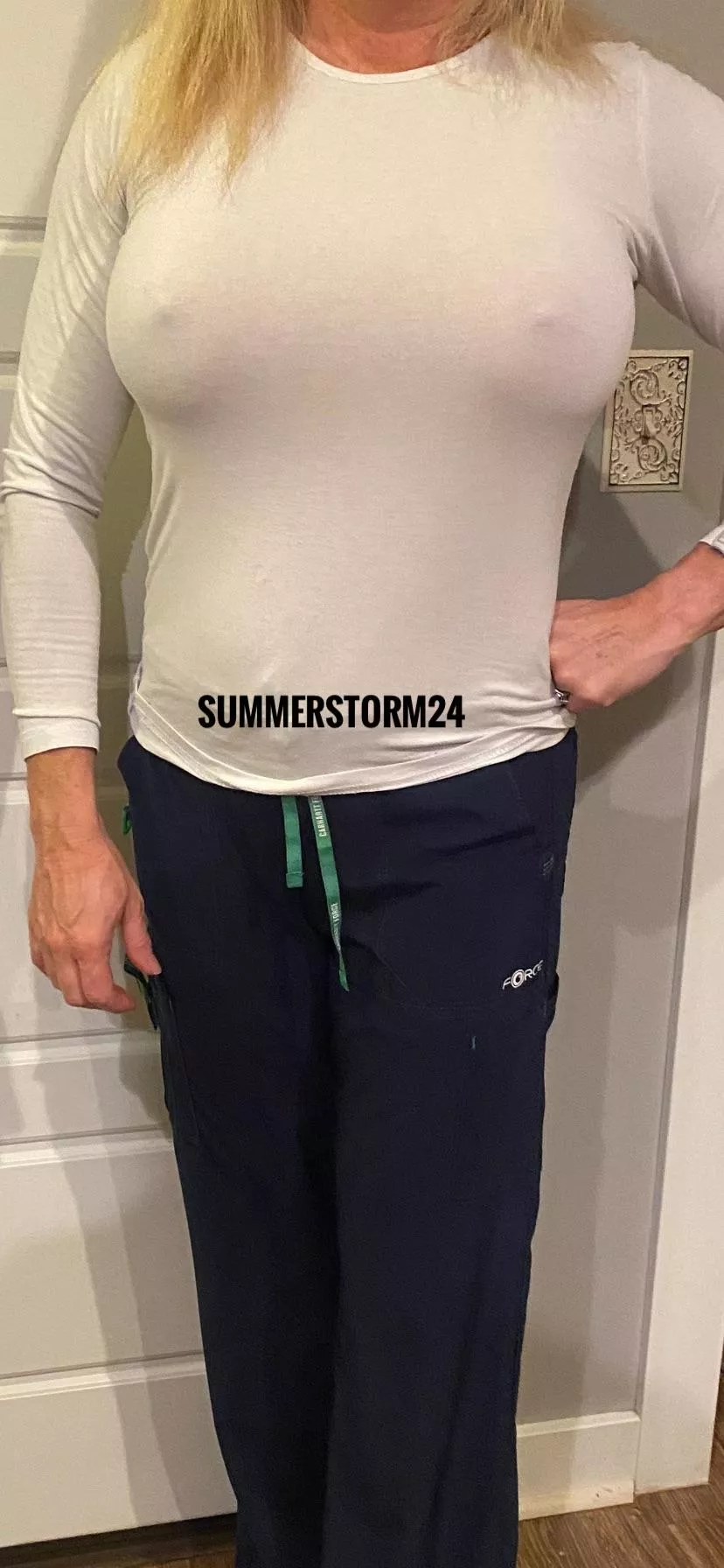 Do you think my boobs have gone wild in scrubs?