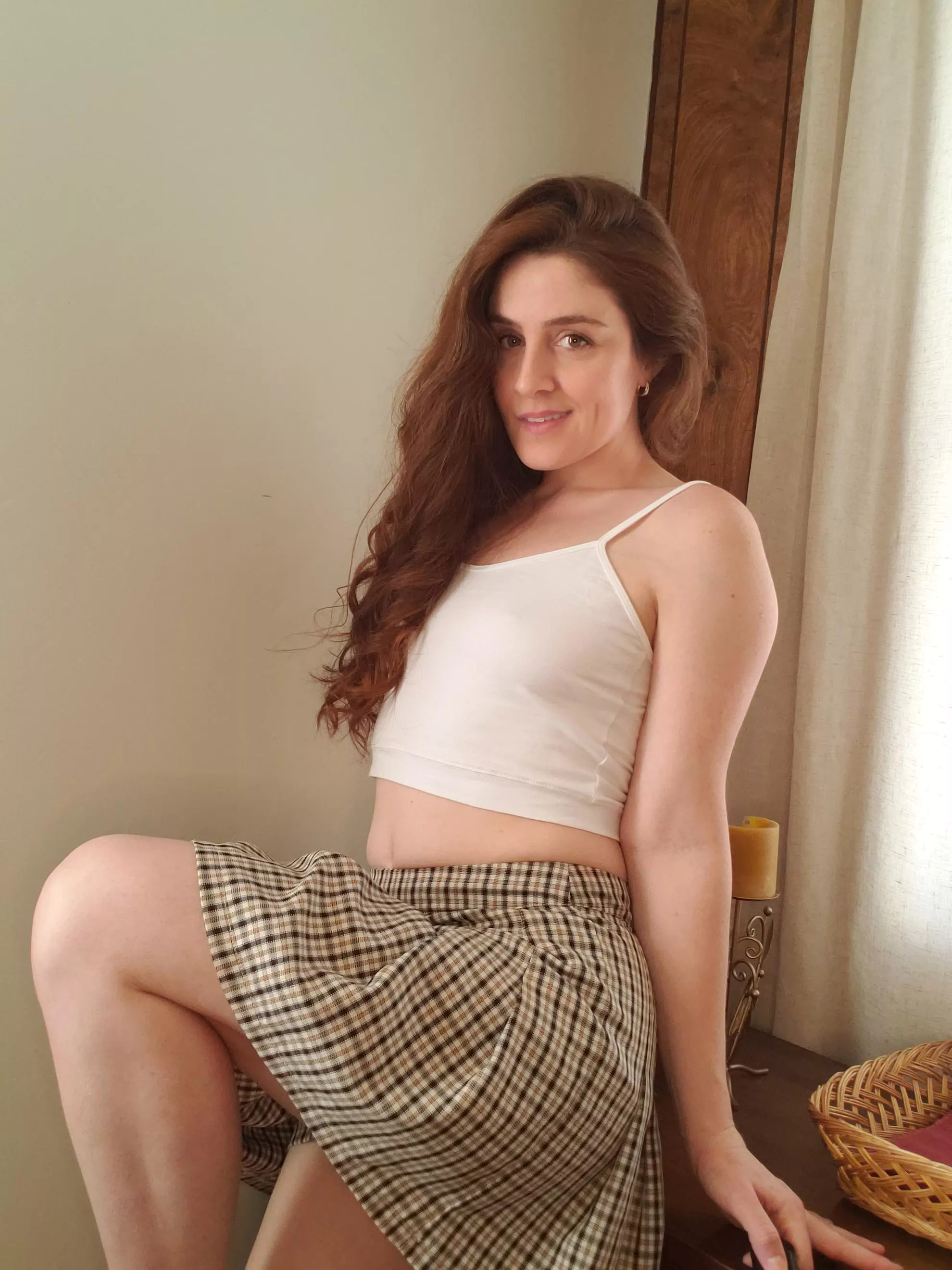 Feeling Shy and Cute in My Plaid Skirt