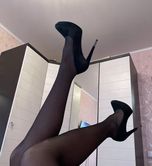 My black heels with nylon