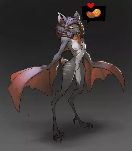 My girlfriend says she's not a furry but strangely jumped at my offer to draw her as a fruitbat!