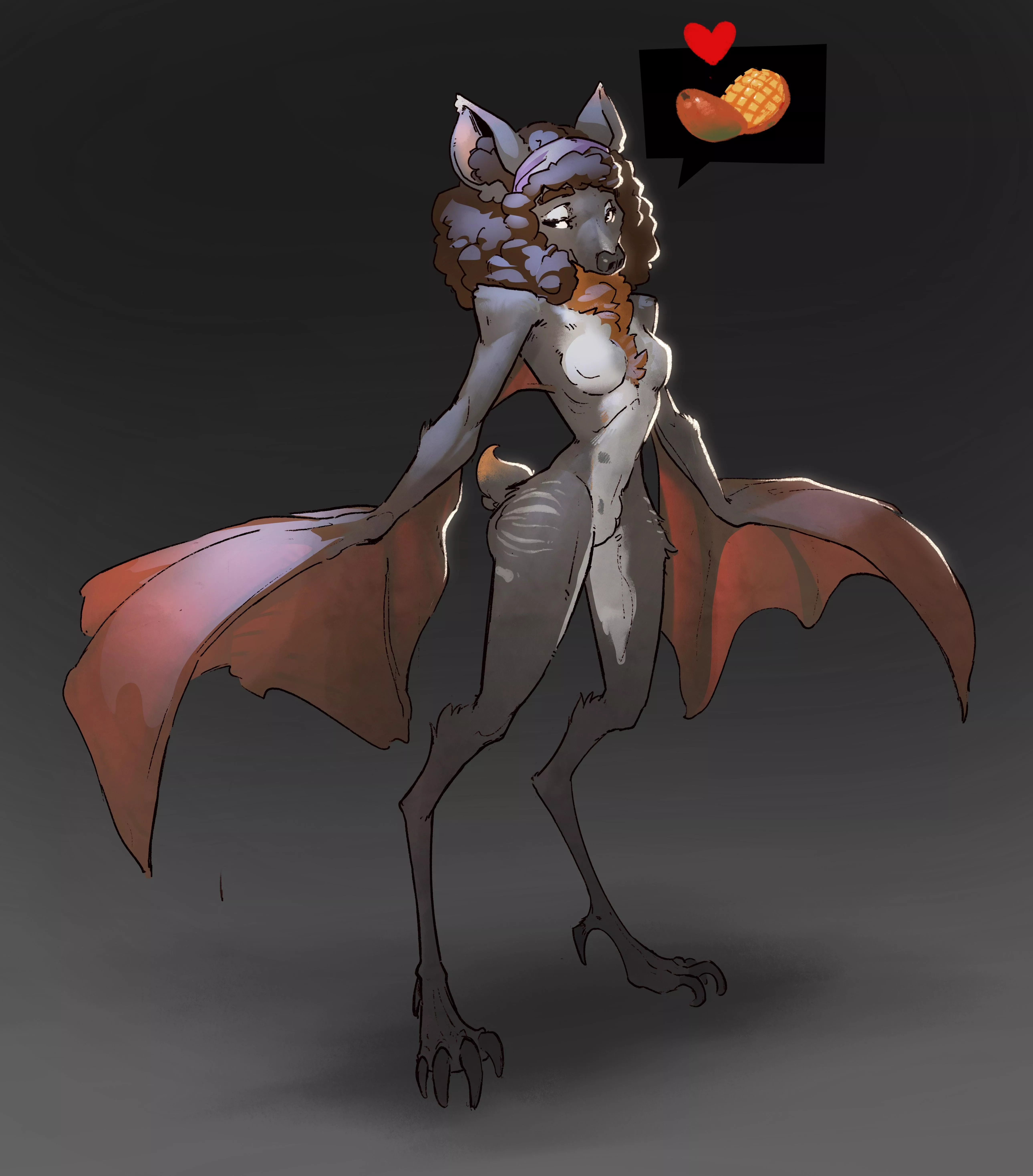 My girlfriend says she's not a furry but strangely jumped at my offer to draw her as a fruitbat!