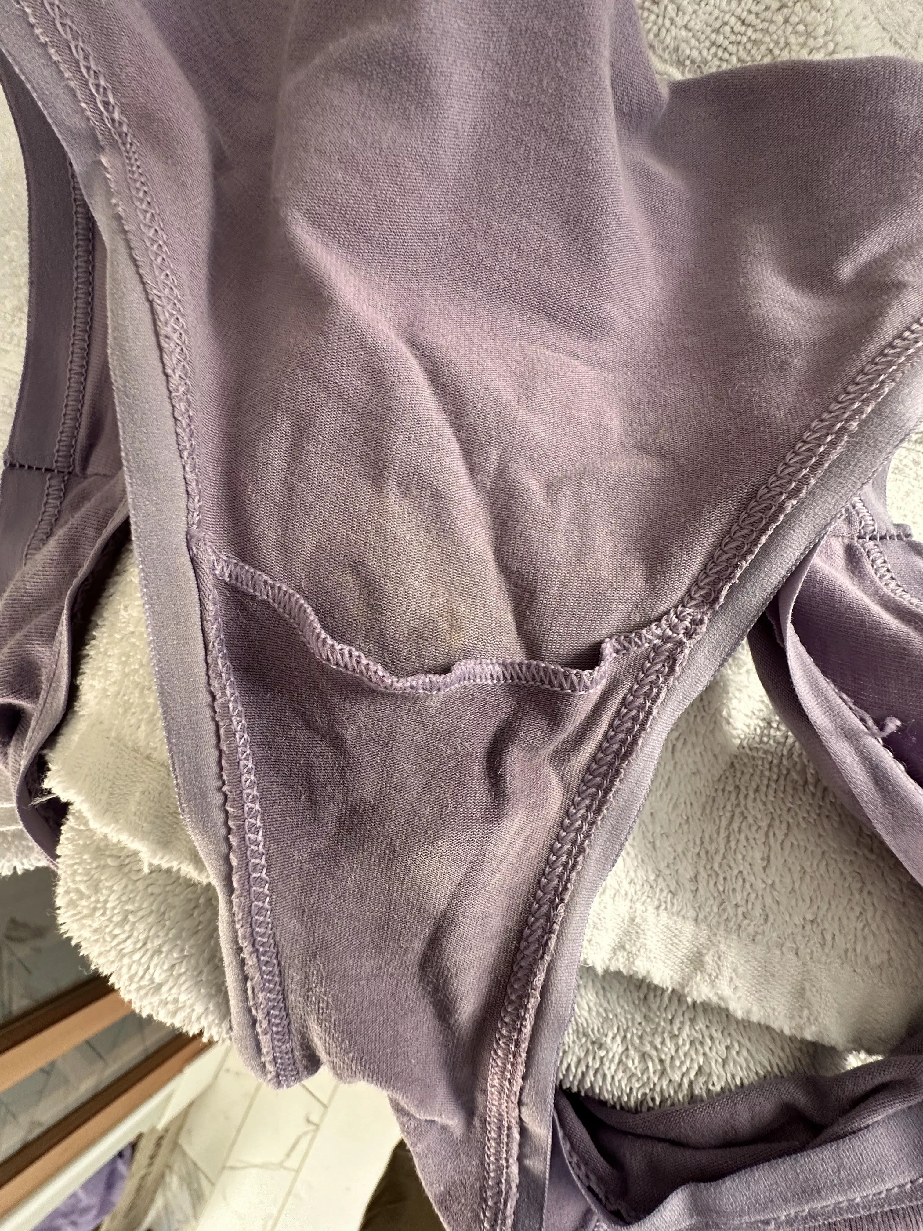 My purple panties when I mixed a run with last night’s creampie