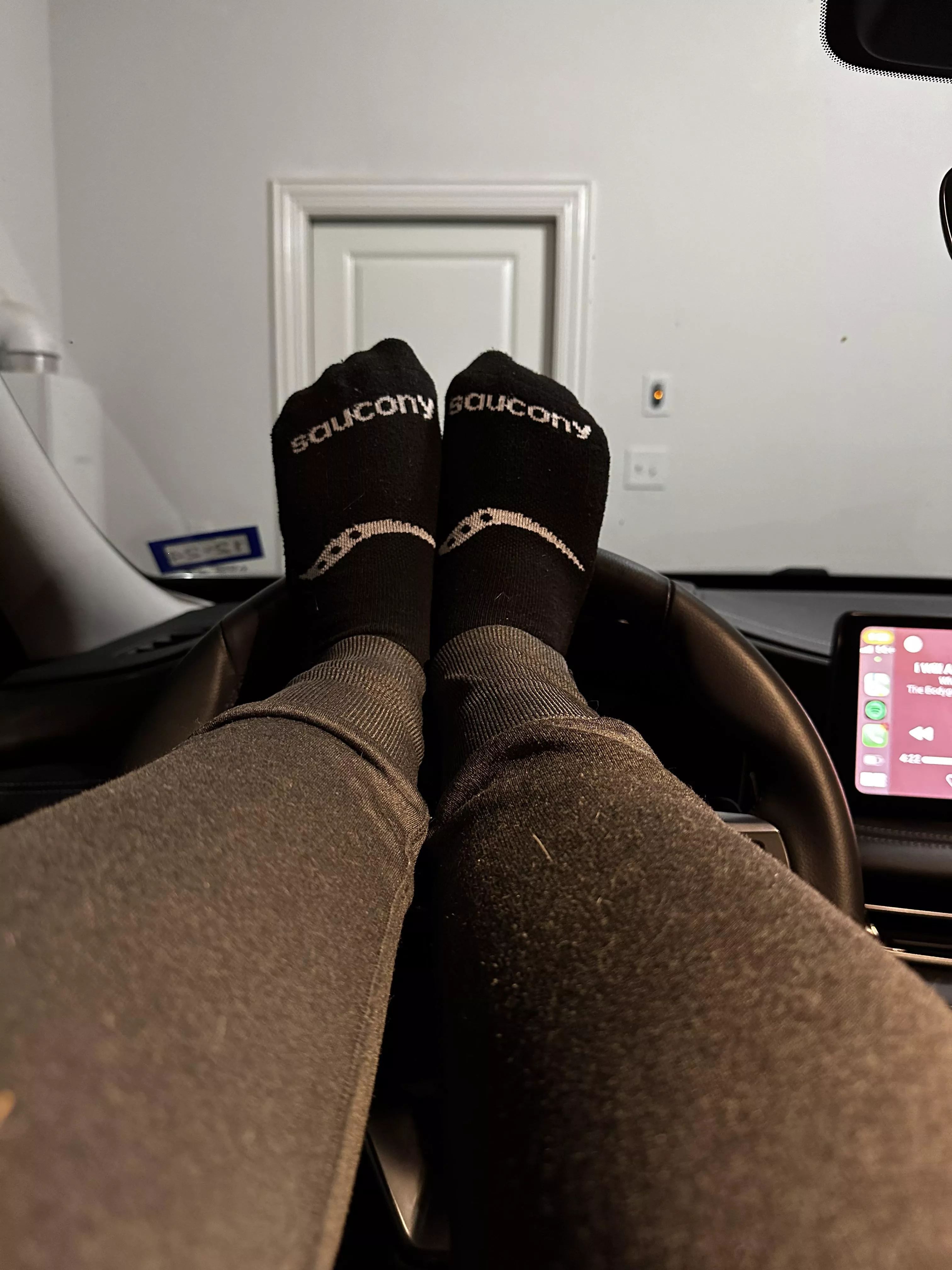 No skin. Joggers and socks! It’s cold.