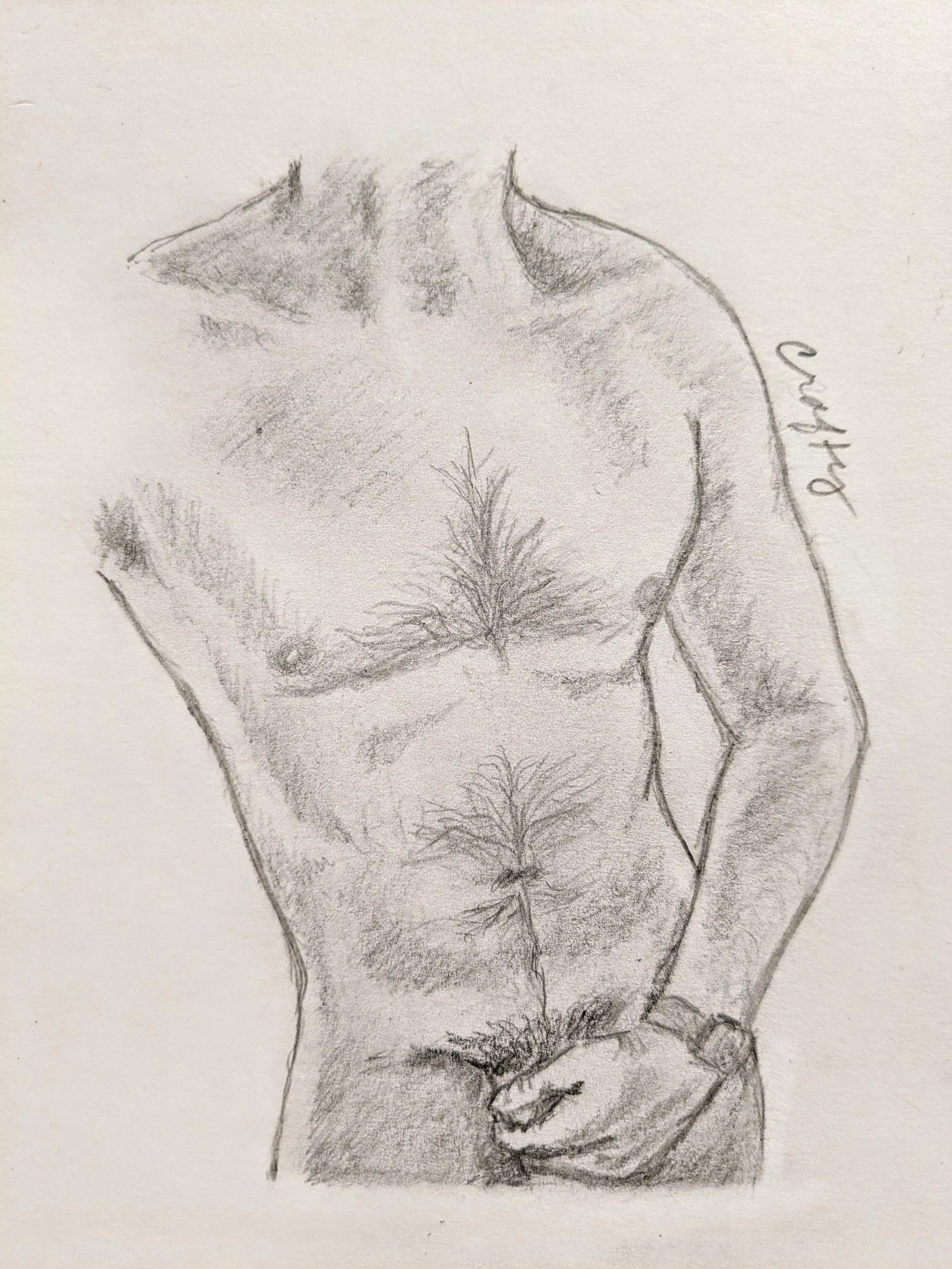 Still standing: Pencil sketch of Redditor who wishes to remain anonymous. Graphite on bristol