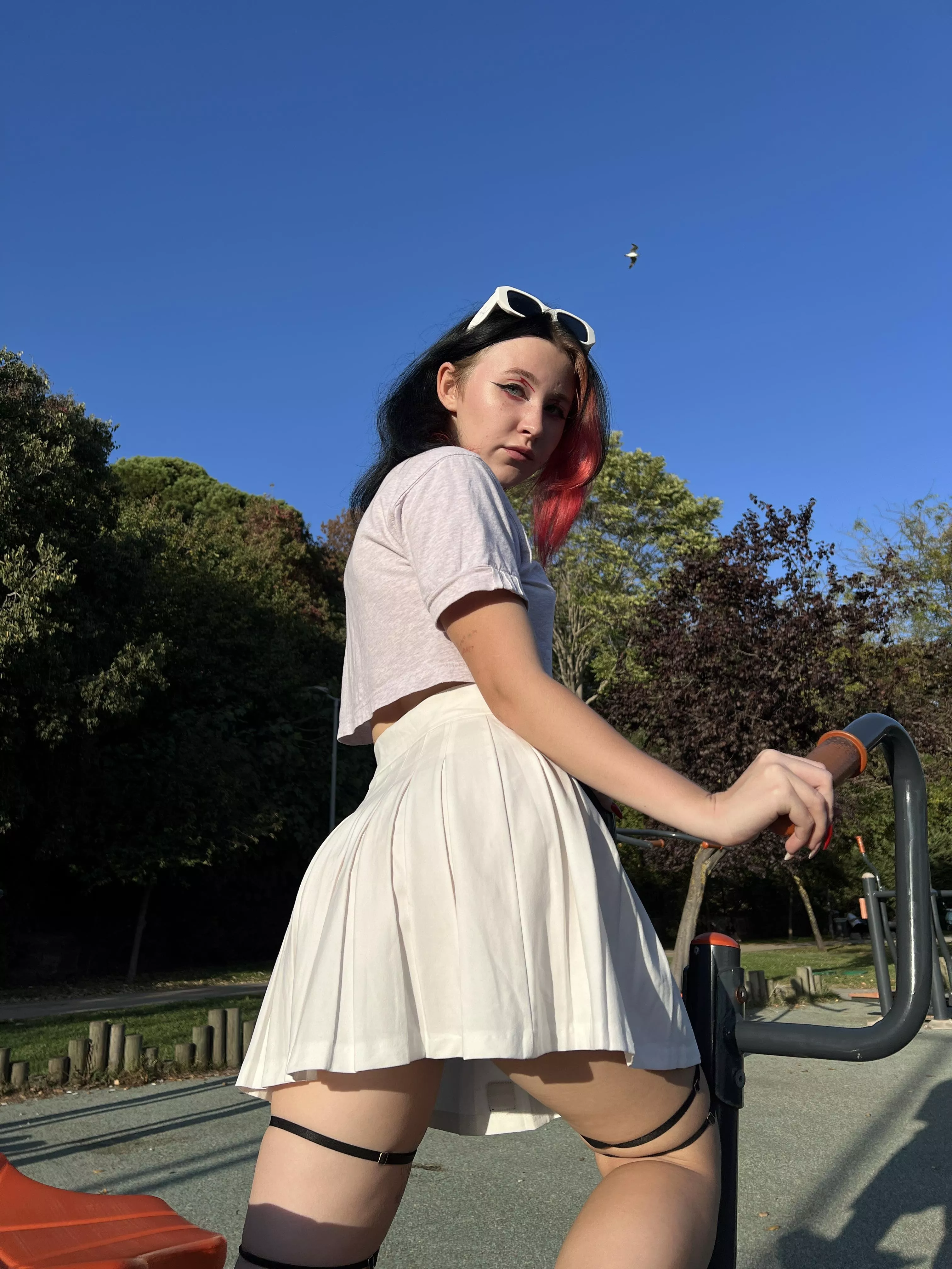 The wind will definitely make that skirt go up