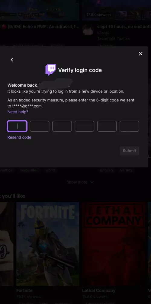 Twitch isn't sending me a verification code to MY email that I have connected to it