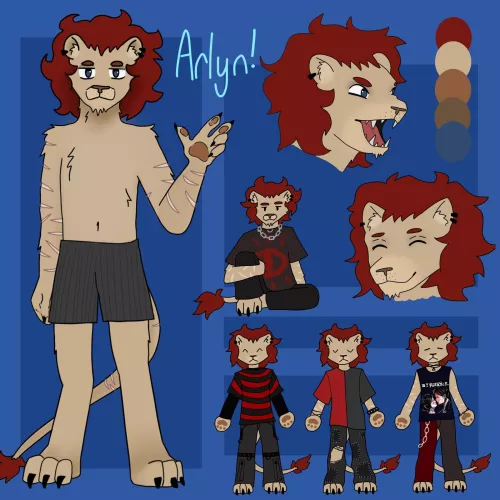 Very first ref sheet of my lion fursona! :D