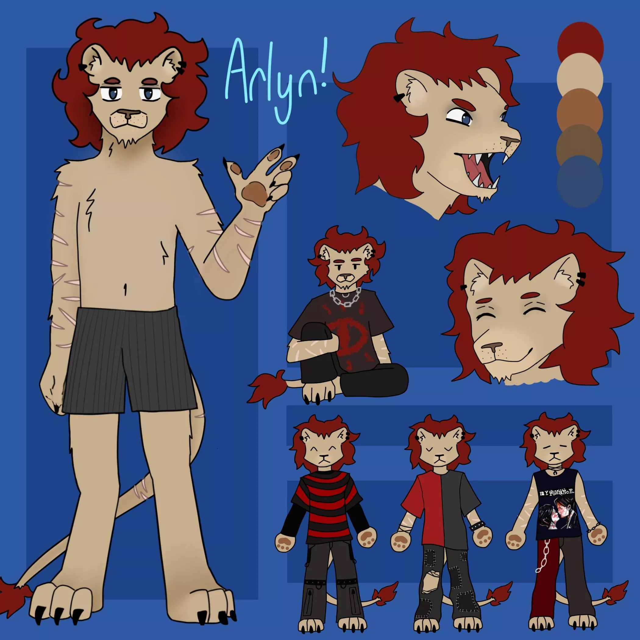 Very first ref sheet of my lion fursona! :D