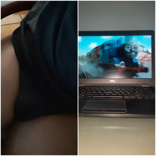 Watching Thomas and Friends while diapered👶🍼🩲