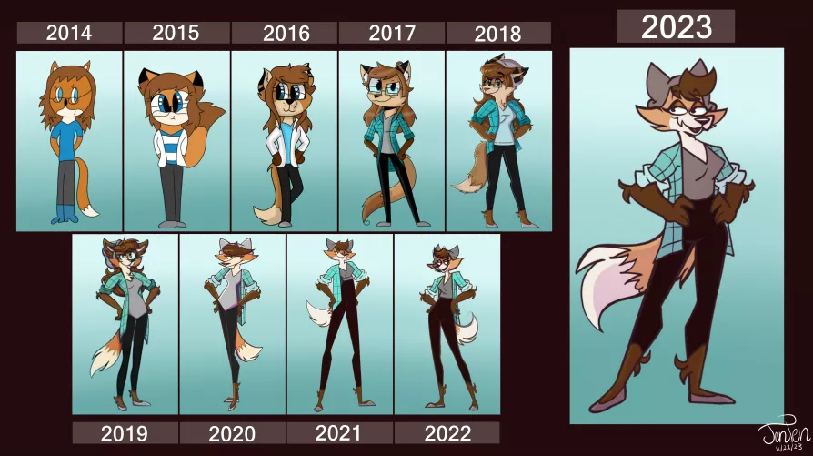 Well, it has been ten years since I started drawing. Does not feel like my tenth year, but I'm glad I'm still pushing through. Anyways, here's 2023 Janet! Sorry, there's no disproportionately long legs this year...