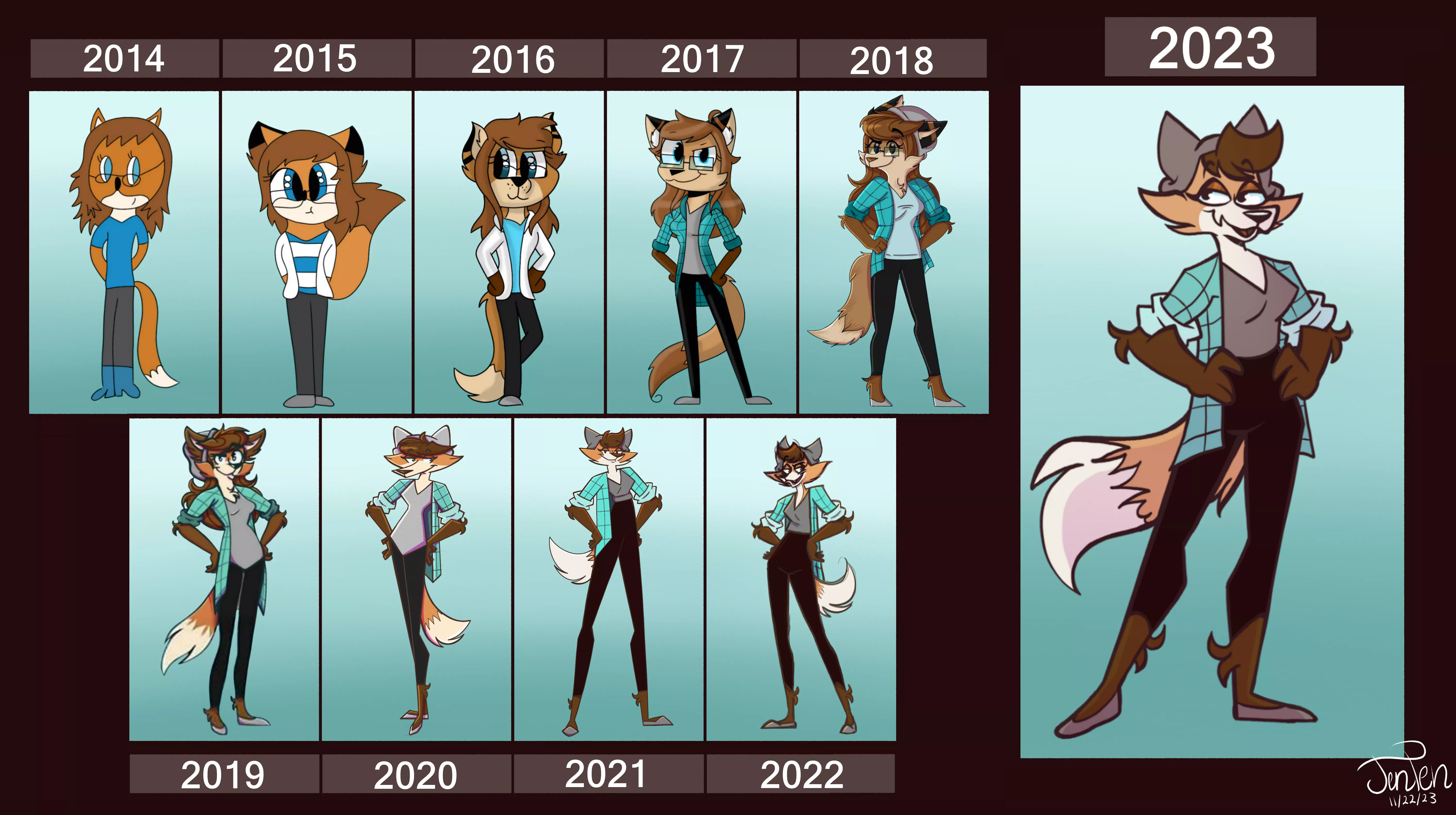 Well, it has been ten years since I started drawing. Does not feel like my tenth year, but I'm glad I'm still pushing through. Anyways, here's 2023 Janet! Sorry, there's no disproportionately long legs this year...