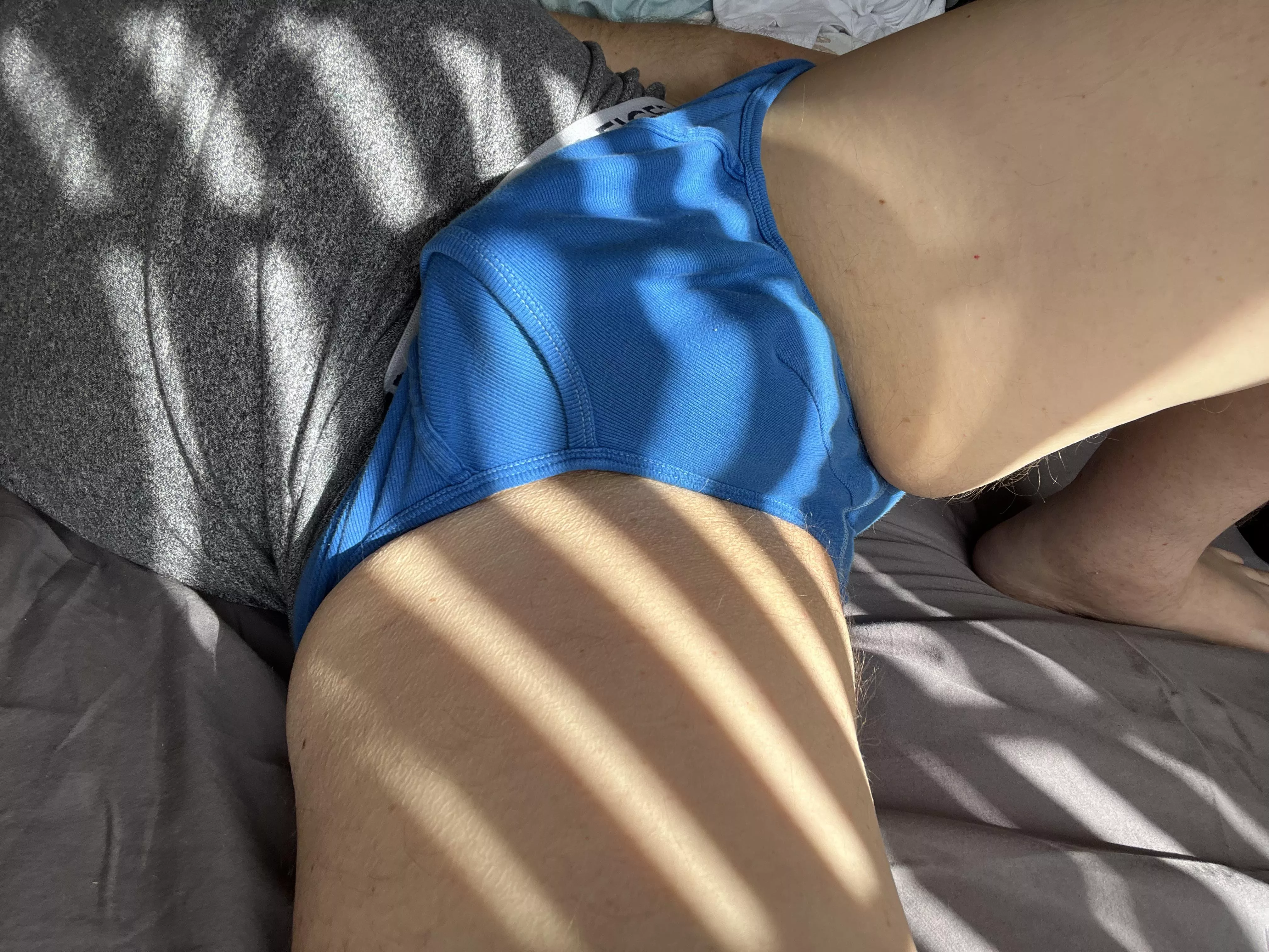 Blue T. H. Briefs in a Sunny Day.