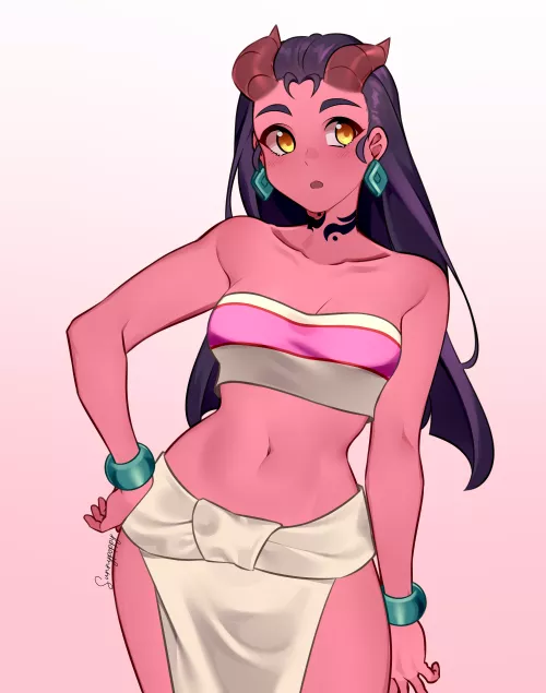 Dahlia, my demon girl OC, cosplaying as Chel from Road to El Dorado; art by SunnyPoppy