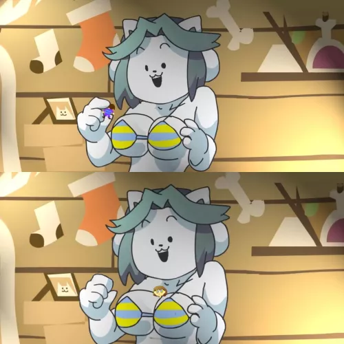 Giantess Temmie (Bikini) [Temmie] [Frisk]