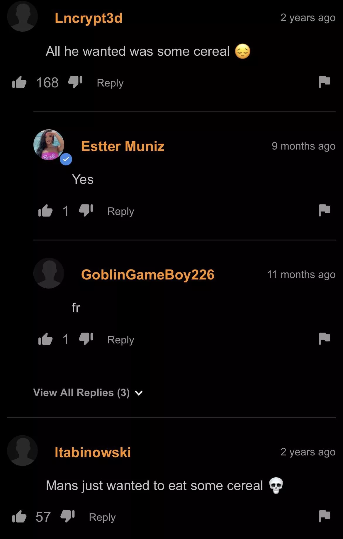 He just wanted cereal