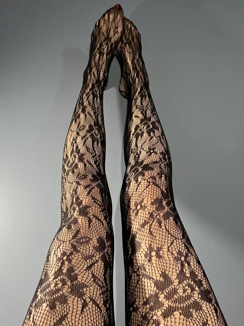 Love how these black lacy tights look on my long legs 🖤 Should I buy more?