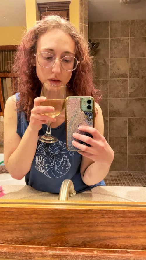 The fancy bathroom & complimentary wine from my Airbnb trip :)