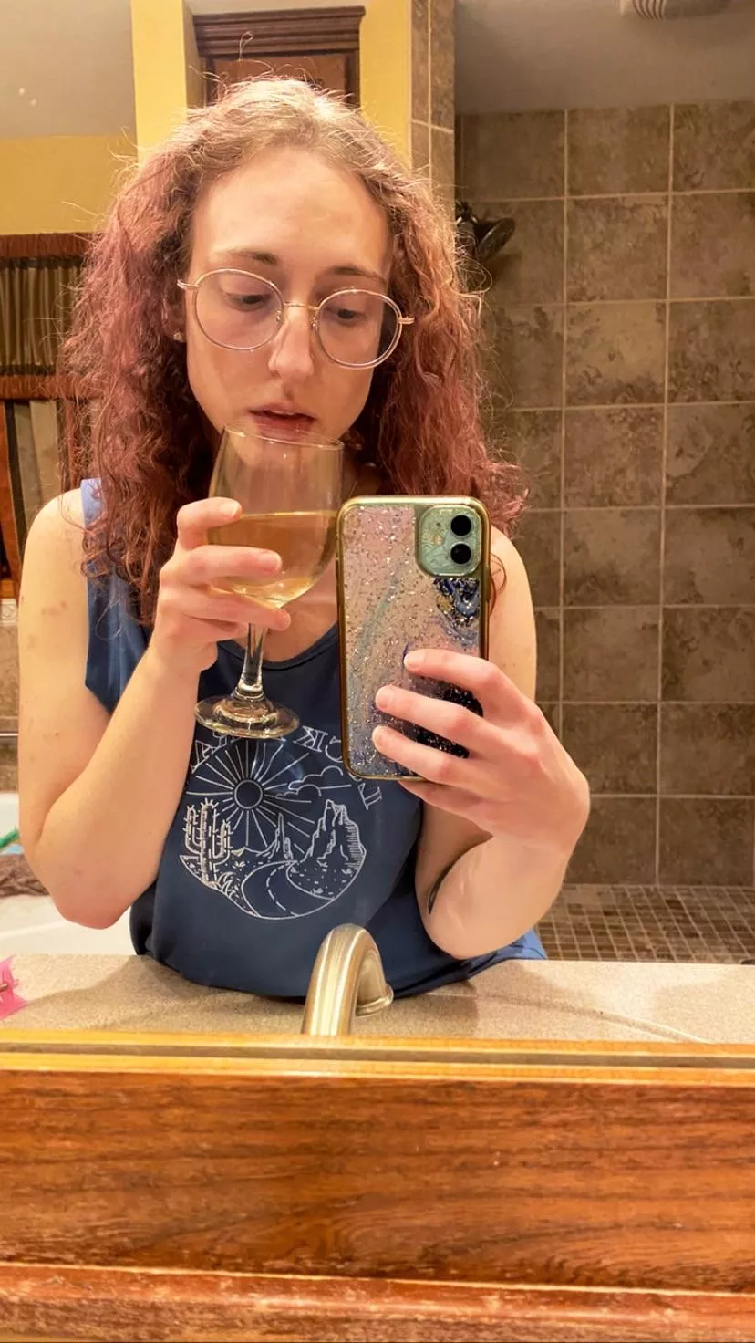 The fancy bathroom & complimentary wine from my Airbnb trip :)